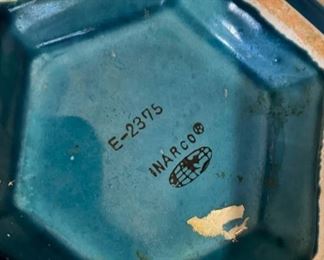 Vintage Inarco ,Mood Indigo,  Blue Majolica Fruit jars/Cookie Jars Candy Dish with Lid. Set Of 3	Largest jar 9 inches tall 8.5 inches diameter smallest jar 4.5 inches tall 5 inches diameter	
