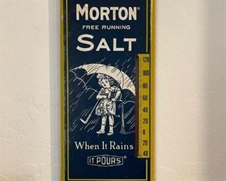 Vintage Morton Salt 16" Metal Advertising Wall Thermometer Sign	16 x 6	
