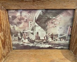 VTG Dong Kingman San Francisco Golden Gate Bridge Watercolor Framed	Fram measurements  7.25 x 9.25	
