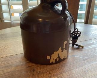 Vintage whiskey jug lamp	20“ x 8“ in diameter	
