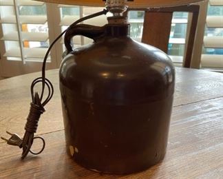 Vintage whiskey jug lamp	20“ x 8“ in diameter	
