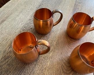 Vintage Mid Century West Bend Solid Copper Moscow Mule Mugs Matching set of 4	4 x 5	

