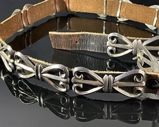 Old Pawn Navajo Sand Cast Silver Concho Belt Native American Buckle Tufa	35in Long<BR>Single Concho: 72.5x33mm	
