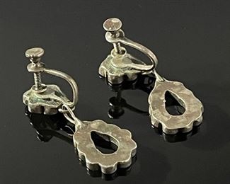 2pc Native American Silver & Turquoise Earrings Clip-On	32mm Hang	
