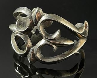 Old Pawn Navajo Sand Cast Silver Cuff Bracelet Native American  Tufa	Size: 6	
