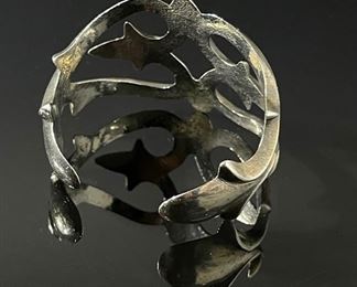 Old Pawn Navajo Sand Cast Silver Cuff Bracelet Native American  Tufa	Size: 6	
