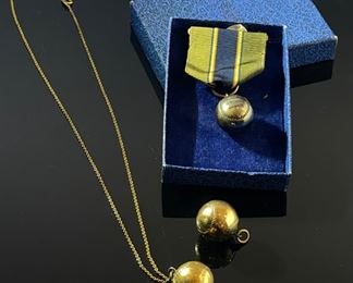 American Legion Junior Baseball Award Ribbon Pendant Necklace 	Box: .5x2.5x3.5in	
