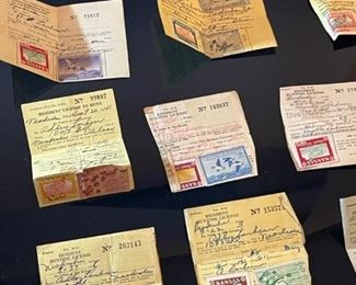 Lot of 30+ Kansas Hunt & Fish Licenses 1930s to 1960s		