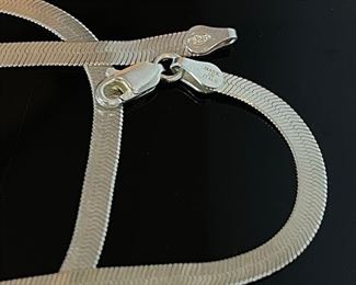 Italy Sterling Silver Herringbone Necklace 4mm	4mm w x 20in long 	
