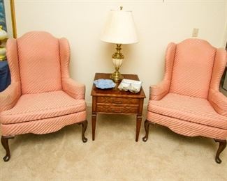 Wing Back Chairs & Side Table