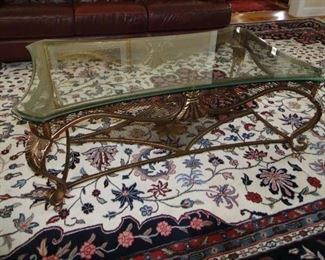 Glass and metal coffee table 52x32x19