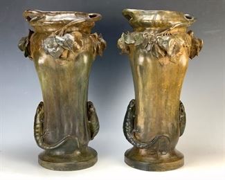 Pair of Goldscheider "Lizard" Figural Vases - Lot 110