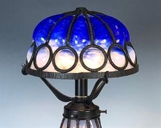 Art Deco Blowout & Iron Lamp Signed Degue - Lot 113