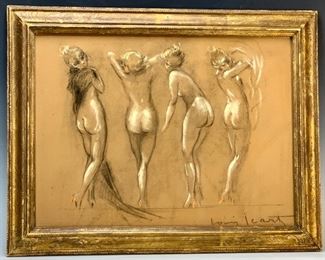 Louis Icart (1888-1950) "Four Nudes" Pastels - Lot 136a