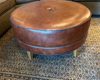 Leather storage ottoman and rug