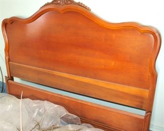 French Provincial Headboard & Footboard - Carved
