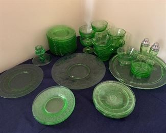Assorted Green Depression Glass