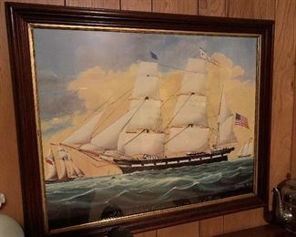 Vintage Sailing Ship Painting