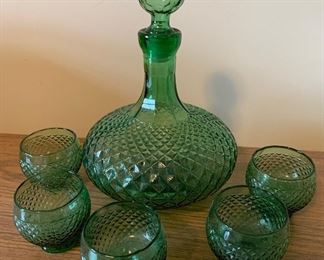 Vintage Italian Green Decanter Set