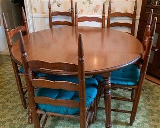 Kitchen Table with Six Ladderback Chairs