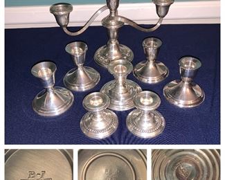 Sterling Weighted Candlesticks and Candelabra