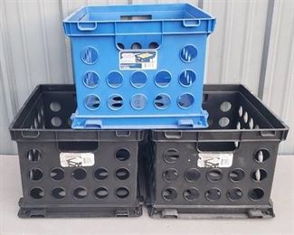 3 Sterilite Plastic Crates ~ 17 x 14 x 10.5 in. tall