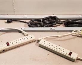 2 Five Foot Power Strips and 2 Household Power Strips
