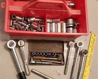 Ratchets and Misc. Sockets w/Plastic Tool Caddy