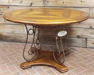 Generations Inlay Design Wood and Metal Dining Table ~ 48 in. Round / 30 in. tall ~ Heavy