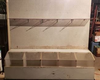 Extra Large Particle Wood / Pegboard Display Organizer ~ 73 x 25 x 72 in. tall ~ FLOOR DOLLIES NOT INCLUDED
