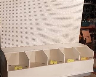 Extra Large Particle Wood / Pegboard Display Organizer ~ 73 x 25 x 72 in. tall ~ FLOOR DOLLIES NOT INCLUDED
