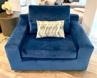 Plush Blue Velvet Chair & A Half. There a 2