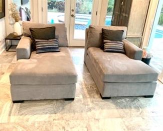Crate and Barrel Right and Left Chaise Loungers. Pristine.