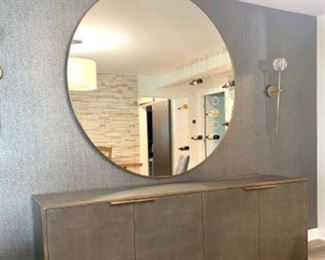 Restoration Hardware Shagreen Panel 4-Door Sideboard and Mirror. Items sold separately.