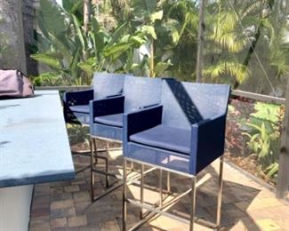 Dune Navy Bar Stool with Sunbrella Cushion from Crate & Barrel