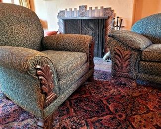 Matching art deco sofa and club chair