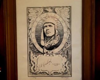 Rare Charles Lindbergh 1927 poster and signature