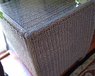 Rattan side table