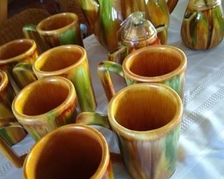 1970's Drip glaze coffee set