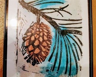 "Pinecone" Print Block     Signed 