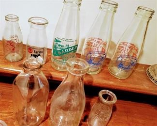 Milk Bottle Advertising - "North Shires Educational Company", "J.Barber" (England), "J&J", "J.F. Broom (England), etc.