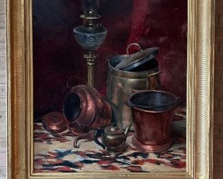 French School, 20th Century- Nature Morte Aux Ustensiles De Cuive