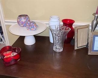 Pottery Barn White Pedestal Cake Plates,  Vases