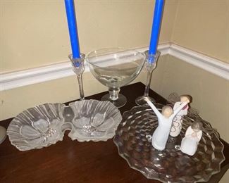 Mikasa, Willow Angels, Glass Candle Holders, Fostoria 