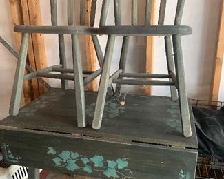 Vintage Drop Leaf Table with Two Chairs