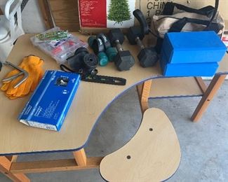 Child Play Table, Work out Gear, Weights