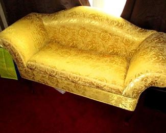 Gold silk settee/sofa.  for two