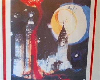 Salvador Dali  Manhattan Sky Line  223 of 500. Second Lithograph edition. Hand penciled serial numbers by artist with facsimile signature and COA on back. After 500 were printed the plate was destroyed. The first printing only had 125 lithographs all of which were hand signed and number by the artist.