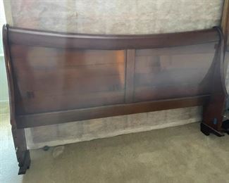 Roche Bobois cherry sleigh bed with mattress and bunky board