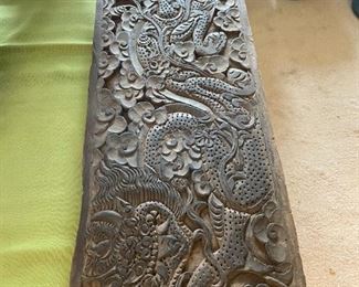 Thai carved dragon plaque